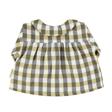 Peter Pan collar blouse - brown checkered - piupiuchick